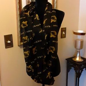 IPG Missouri MIZZOU TIGERS black gold infinity scarf Sheer One Size New w/ tags